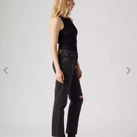 Levi's Wedgie Straight Black Jeans Size 28 - Picture 2 of 11